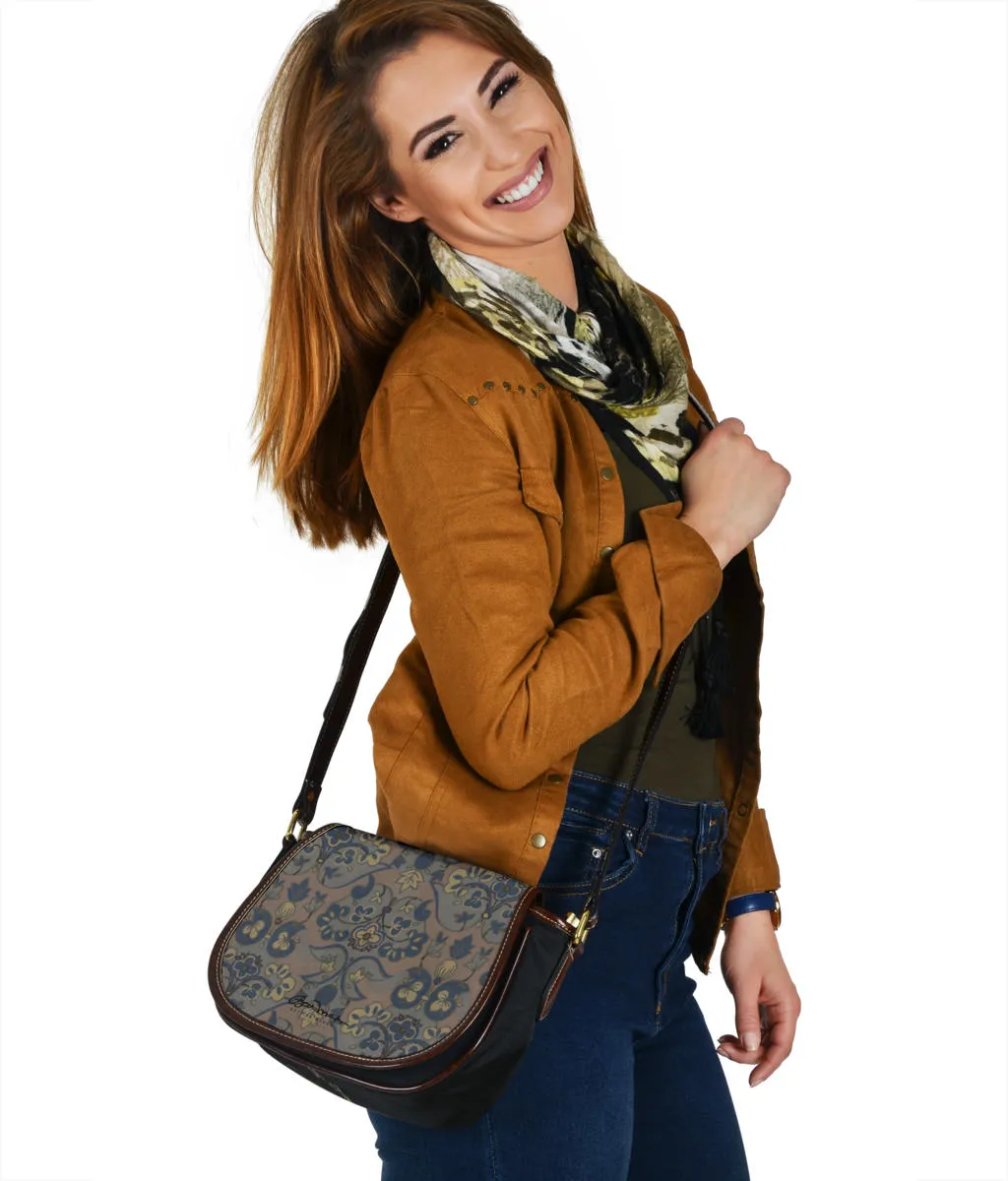 Not Quite Paisley On Light Brown Saddle Shoulder Bag