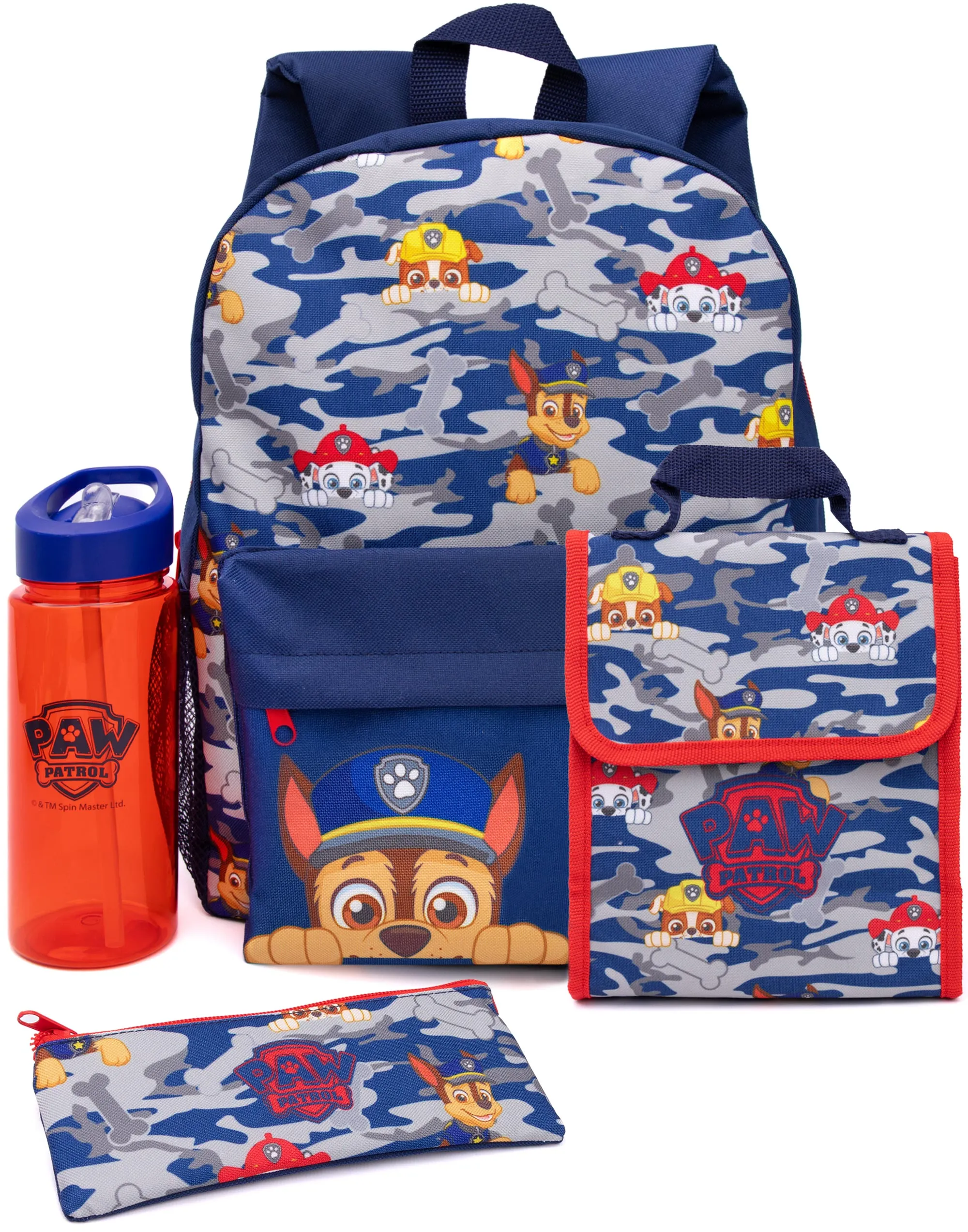 Paw Patrol Camo & Multi-Character Print Unisex Kids Green 4 Piece Backpack Set