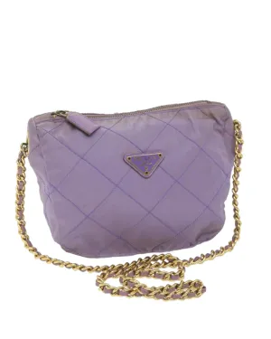 Purple Nylon Chain Shoulder Bag