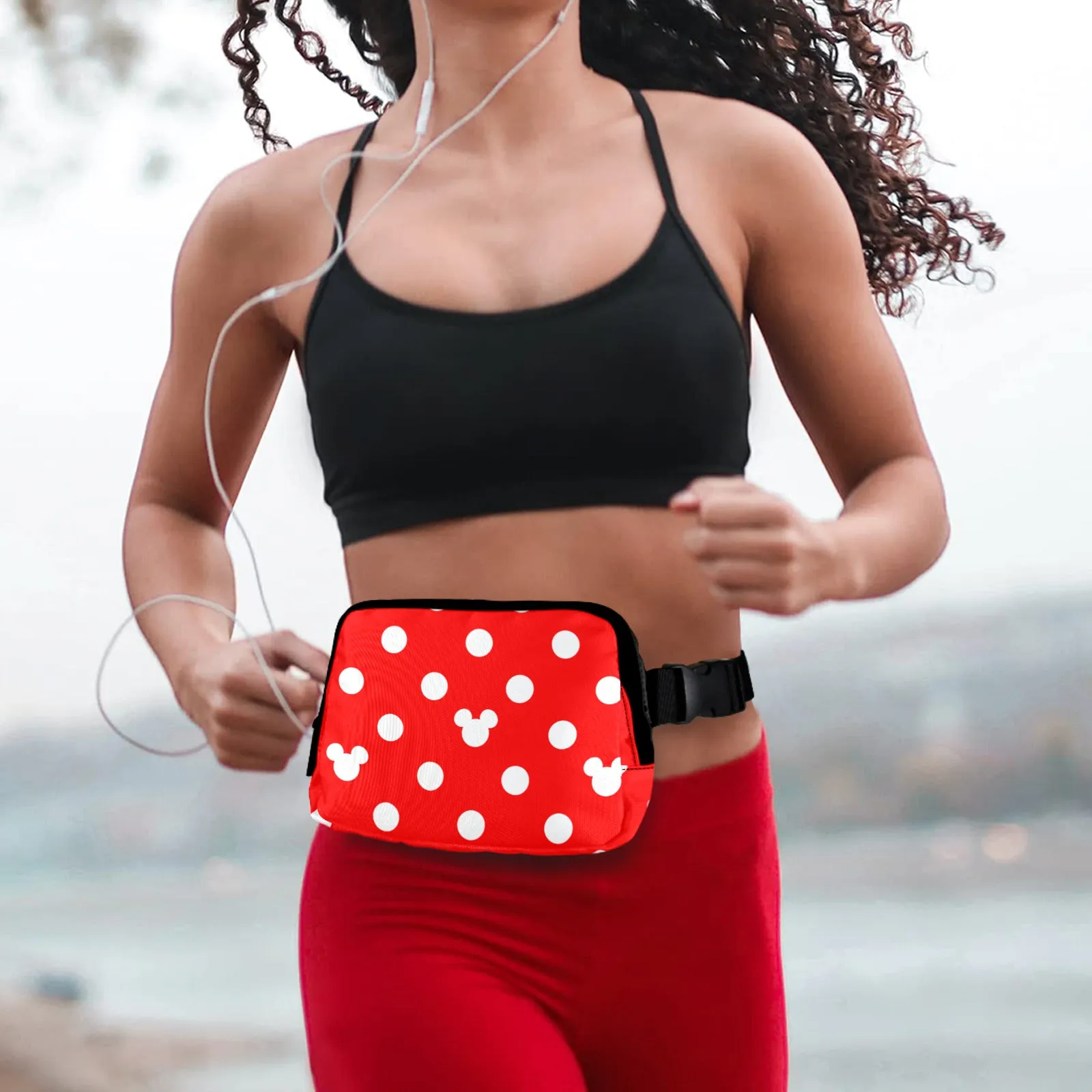 Red With White Mickey Polka Dots Belt Bag