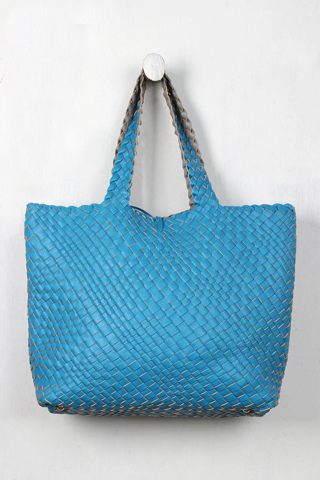 Reversible Woven Tassel Tie Tote Bag