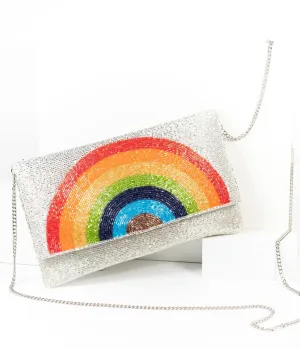 Silver Beaded Rainbow Clutch