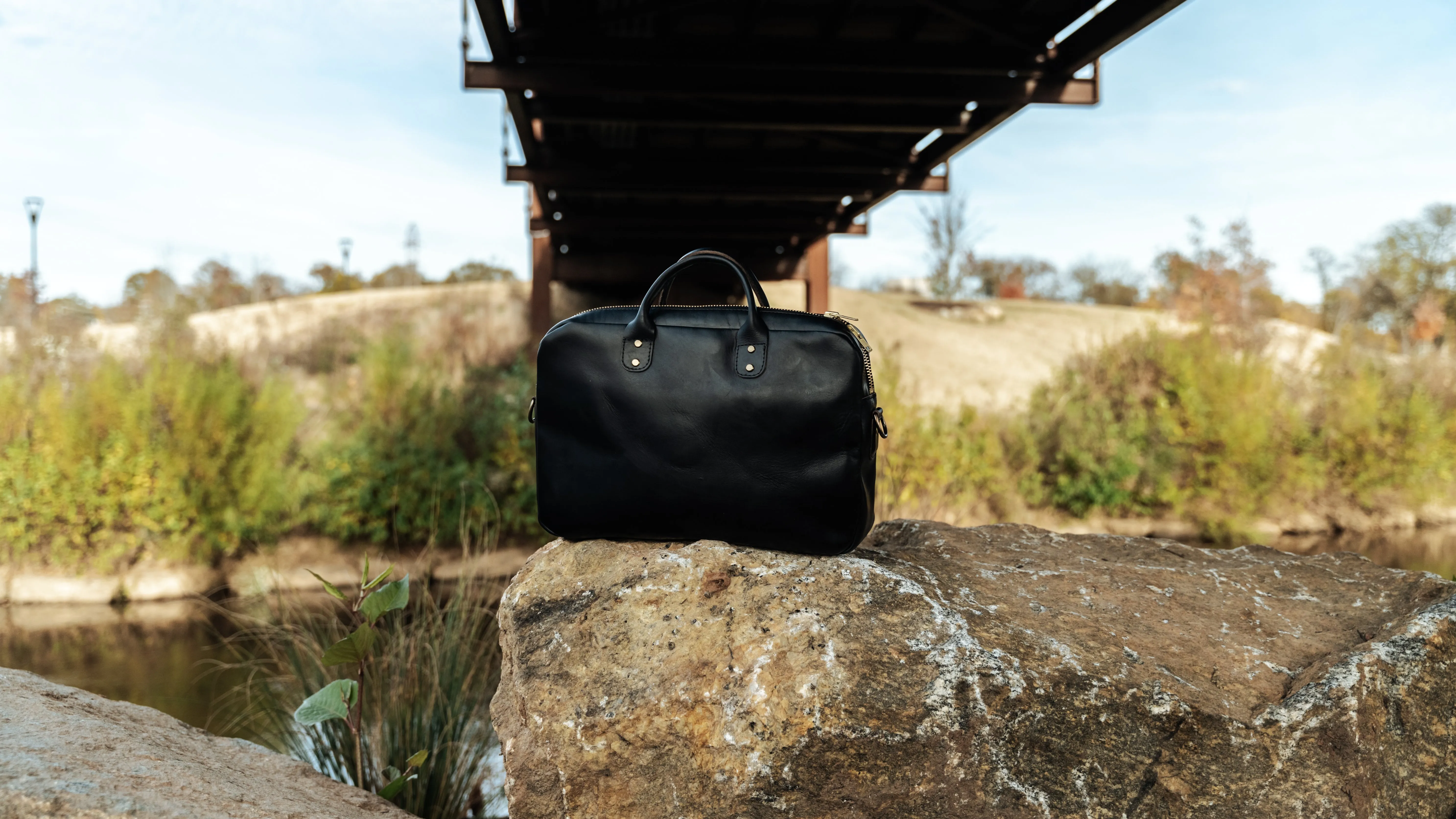 Slim Briefcase in Horween Black Chromexcel