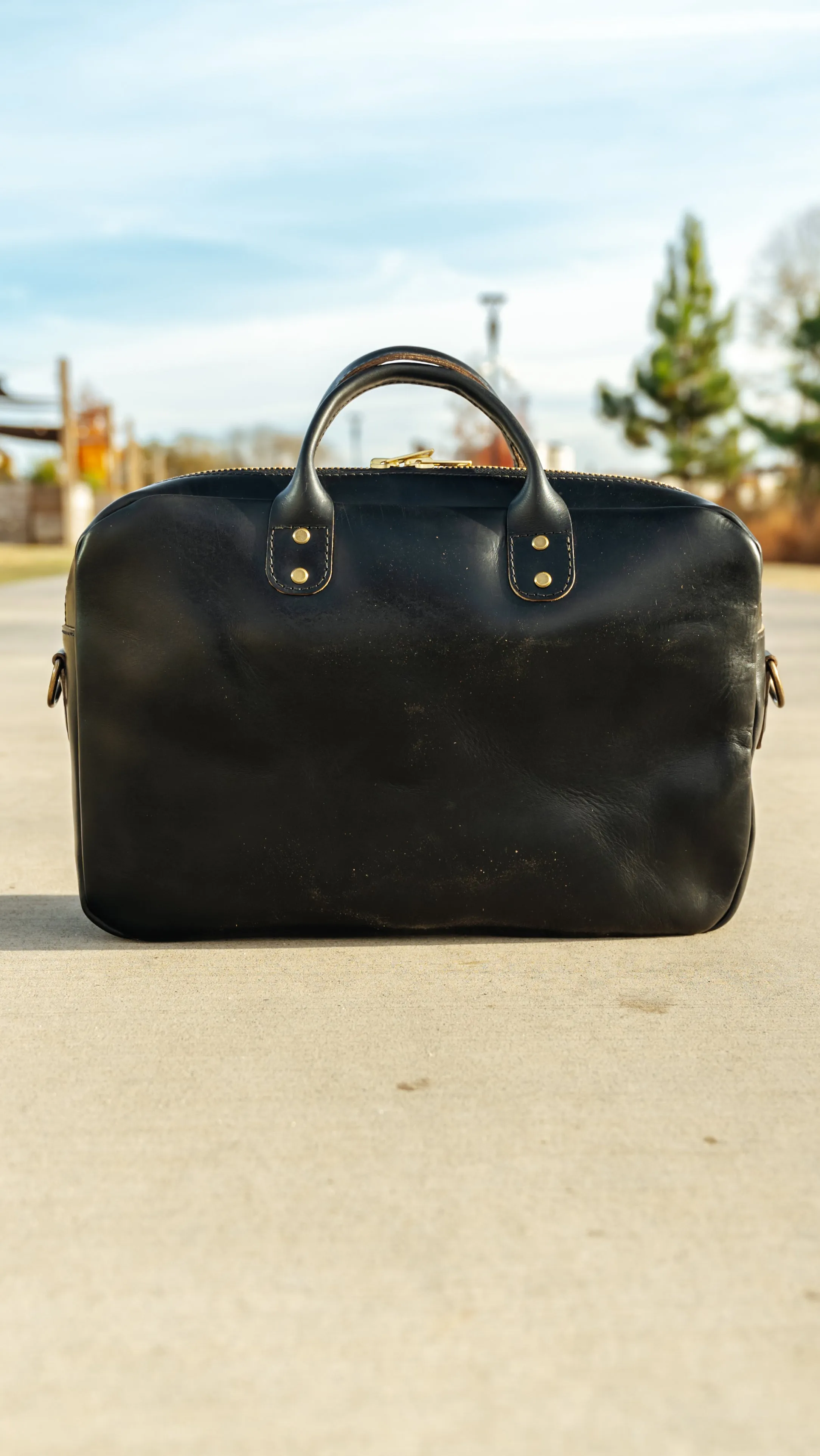 Slim Briefcase in Horween Black Chromexcel