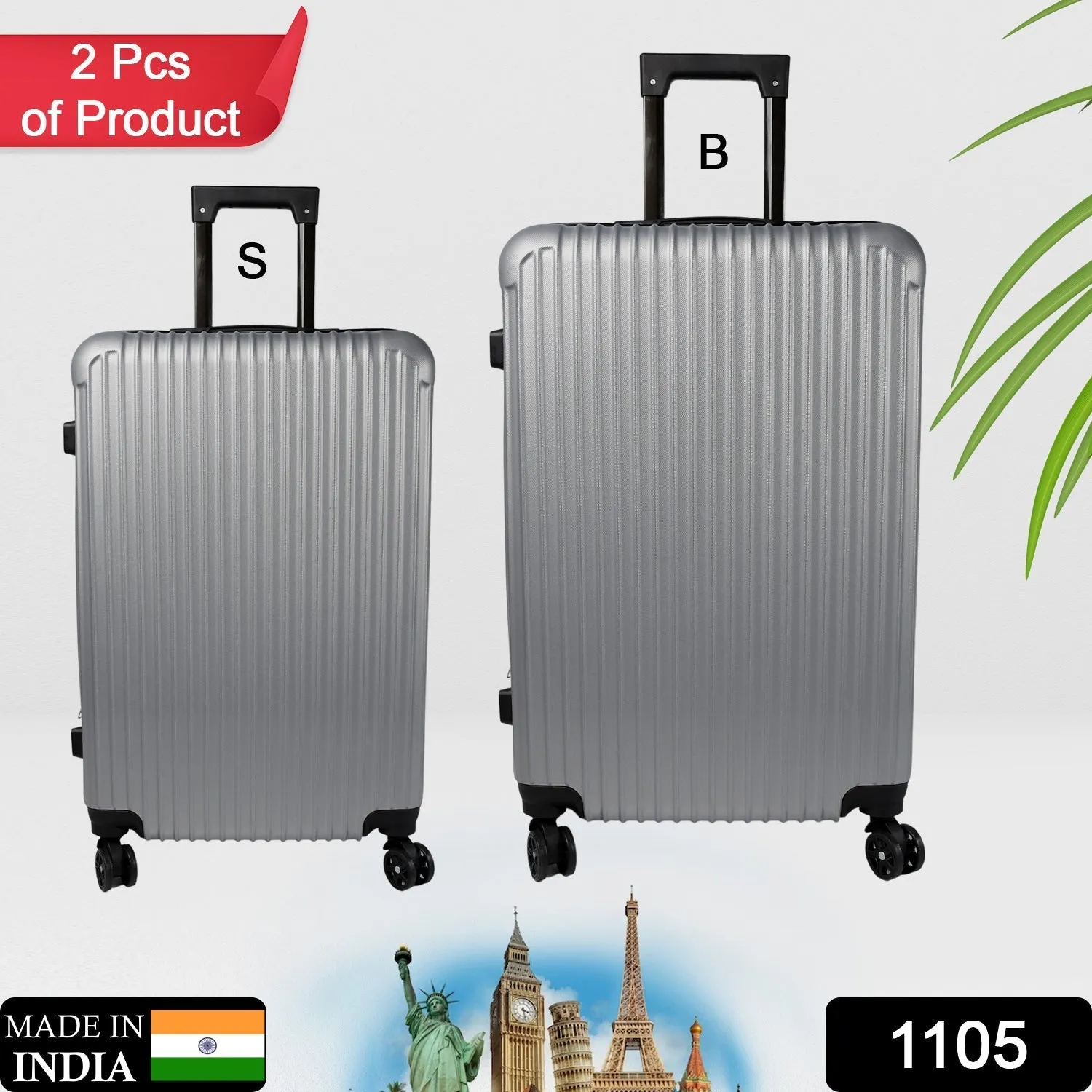 Trolley Bag Big and Small Suitcase Bag For Men & Women Use Bag ( Set Of 2 Multi Color )