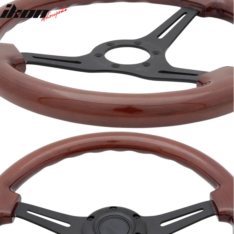 Universal Wood Grain 6-Bolt Steering Wheel 350MM & BD Logohorn Button