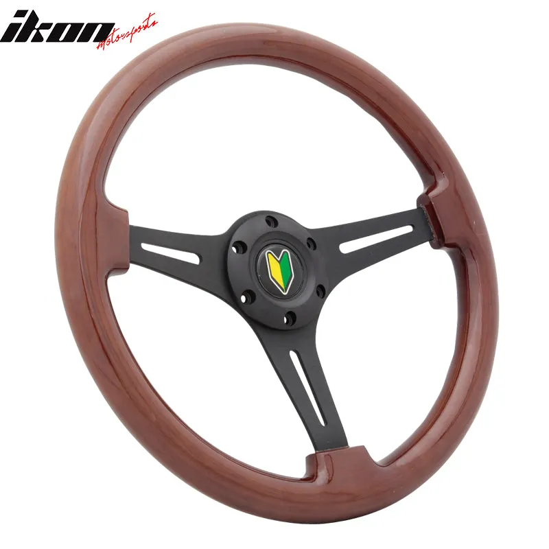 Universal Wood Grain 6-Bolt Steering Wheel 350MM & BD Logohorn Button