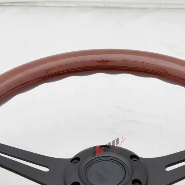 Universal Wood Grain 6-Bolt Steering Wheel 350MM & BD Logohorn Button