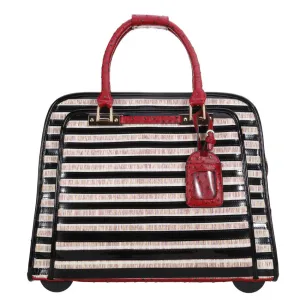 Vera May - Tokyo Wheeled Business Fashion Tote - Black-Beige with Red Trim