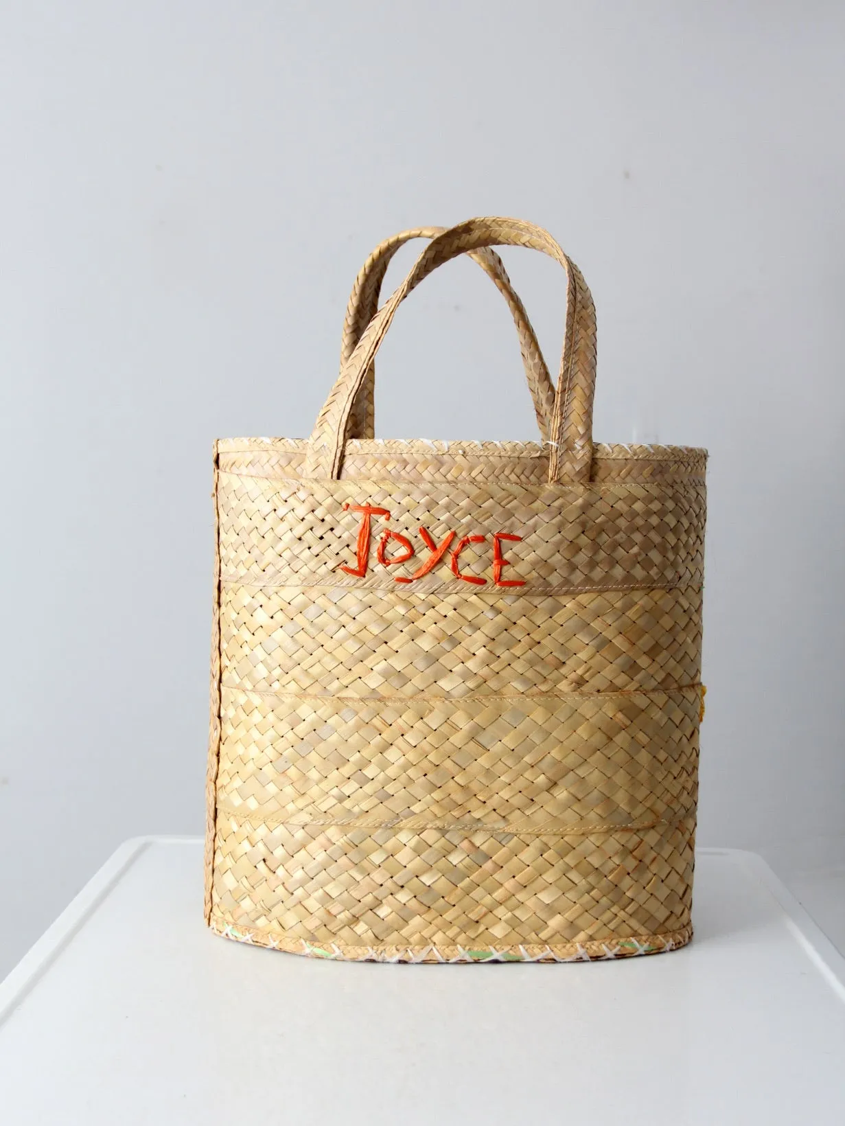 vintage Bahamas raffia & straw woven tote bag