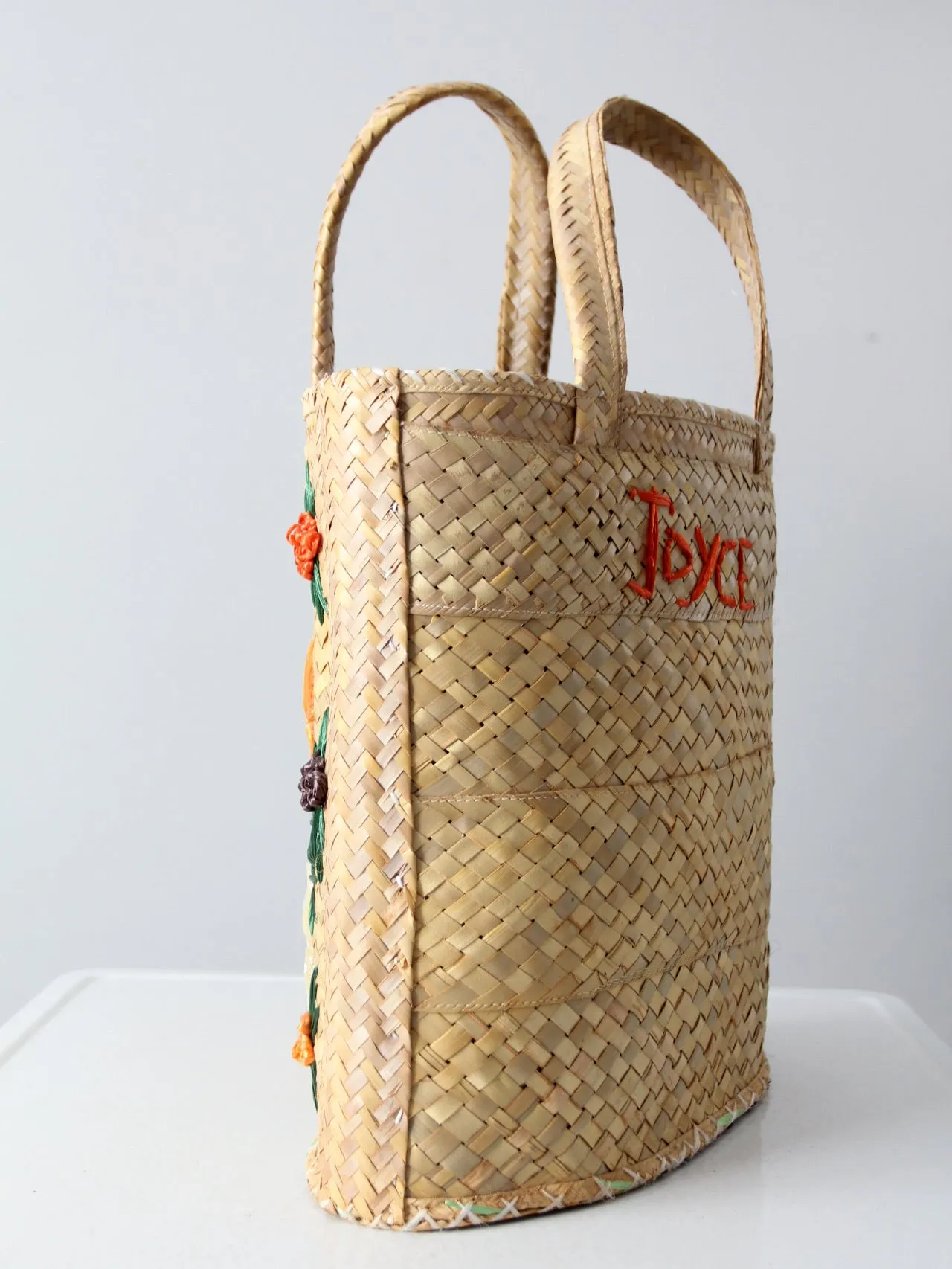 vintage Bahamas raffia & straw woven tote bag