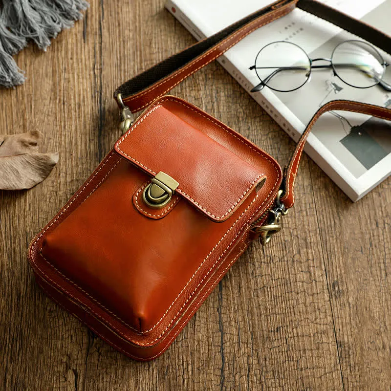 Vintage Vegetable Tanned Crossbody Leather Belt Bag