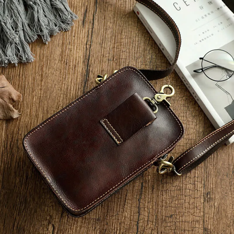 Vintage Vegetable Tanned Crossbody Leather Belt Bag